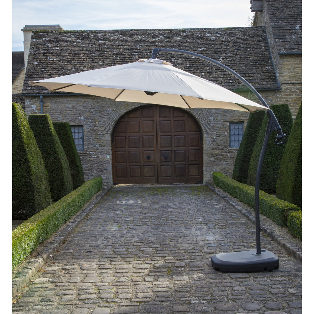 Gloucester Side Post Parasol with Plastic Base and Protective Cover - Sand