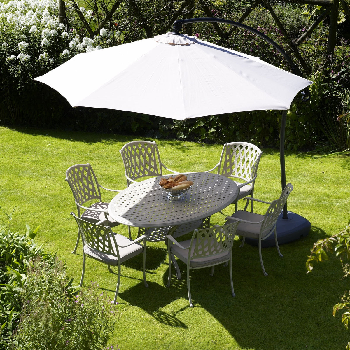 Gloucester Side Post Parasol with Plastic Base and Protective Cover - Sand