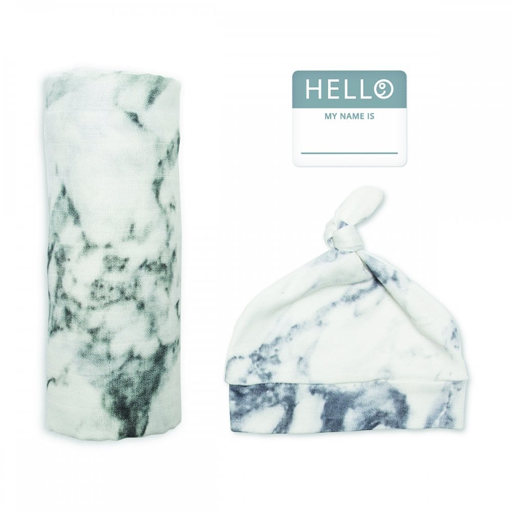 Bamboo Hat and Swaddle Blanket - Marble