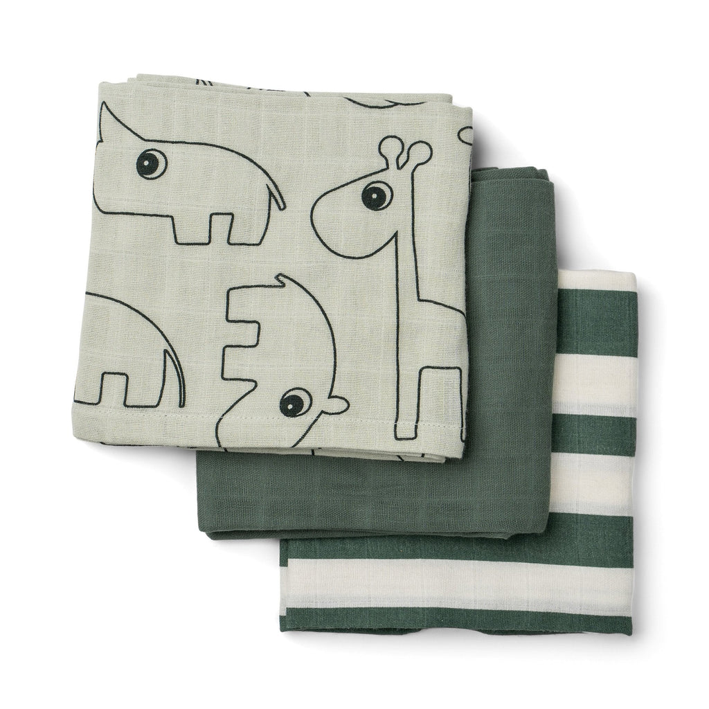 Burp cloth 3-pack GOTS Deer friends