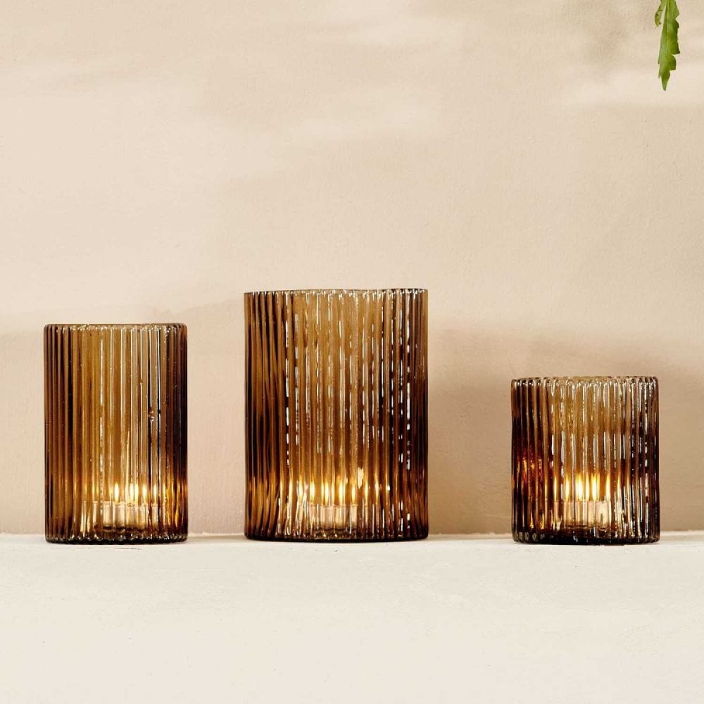 Malana Recycled Glass Candle Holder - Smoke Brown - Large