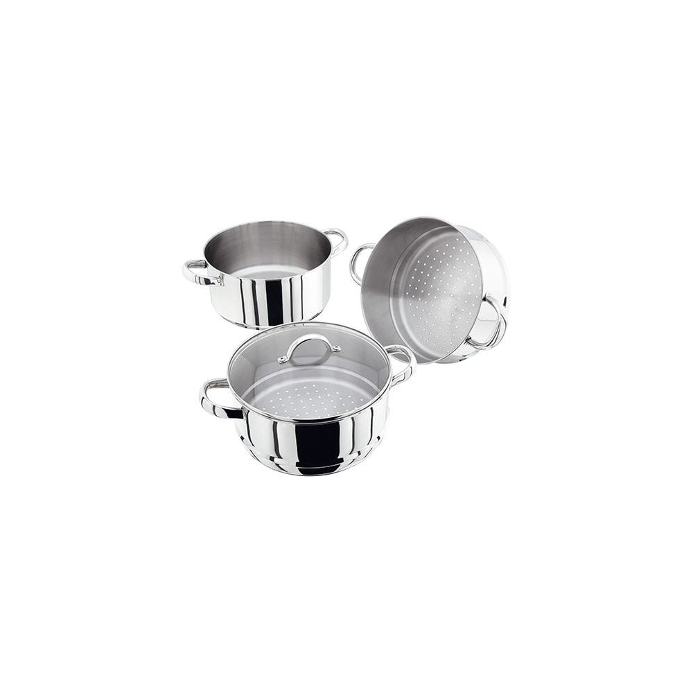 24cm 3 Pce Steamer with Glass Lid