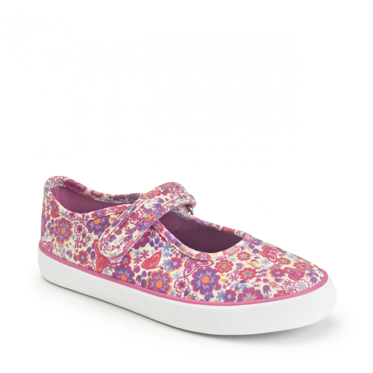 Busy Lizze floral girls single bar rip-tape canvas shoes