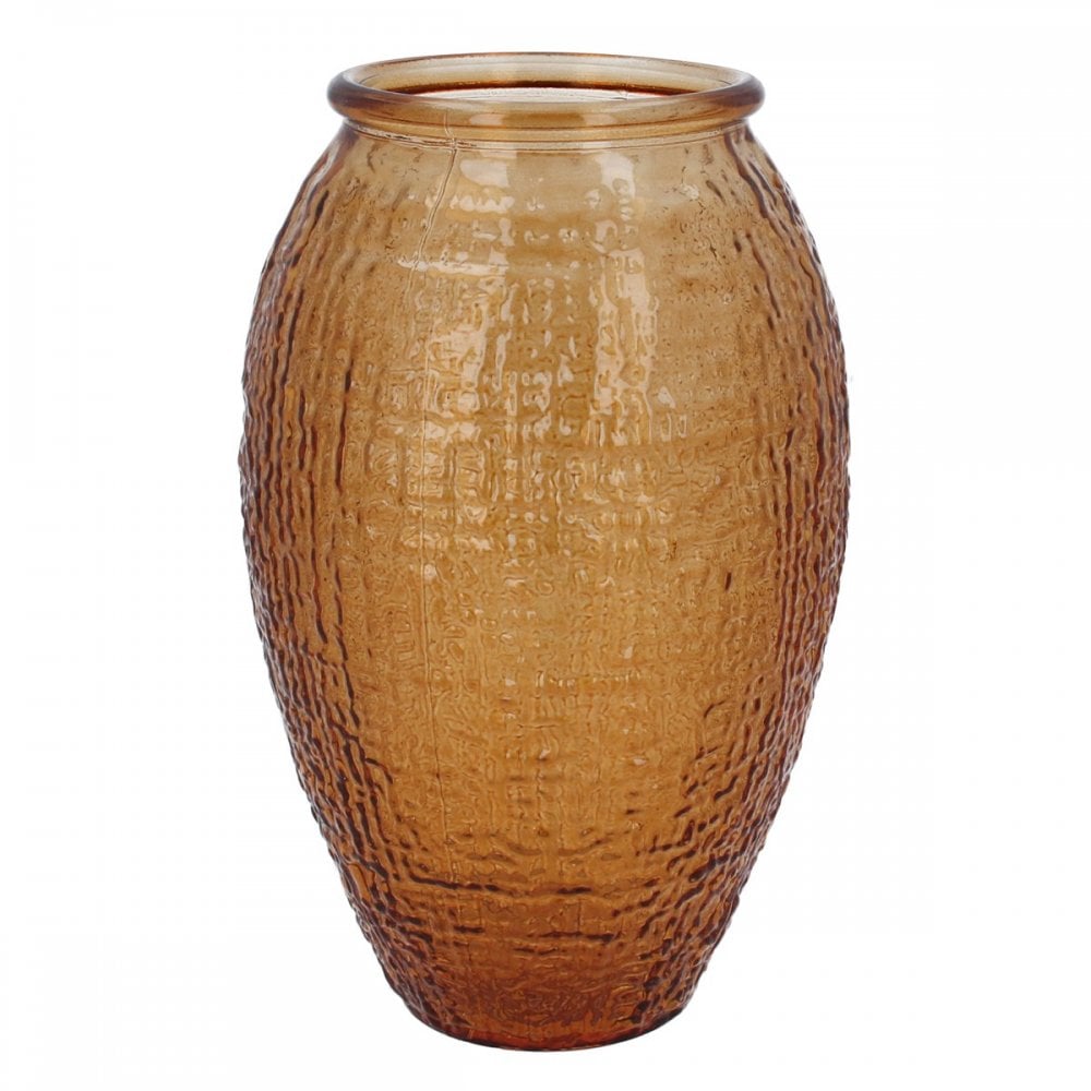 Orange Glass Textured Ogee Vase