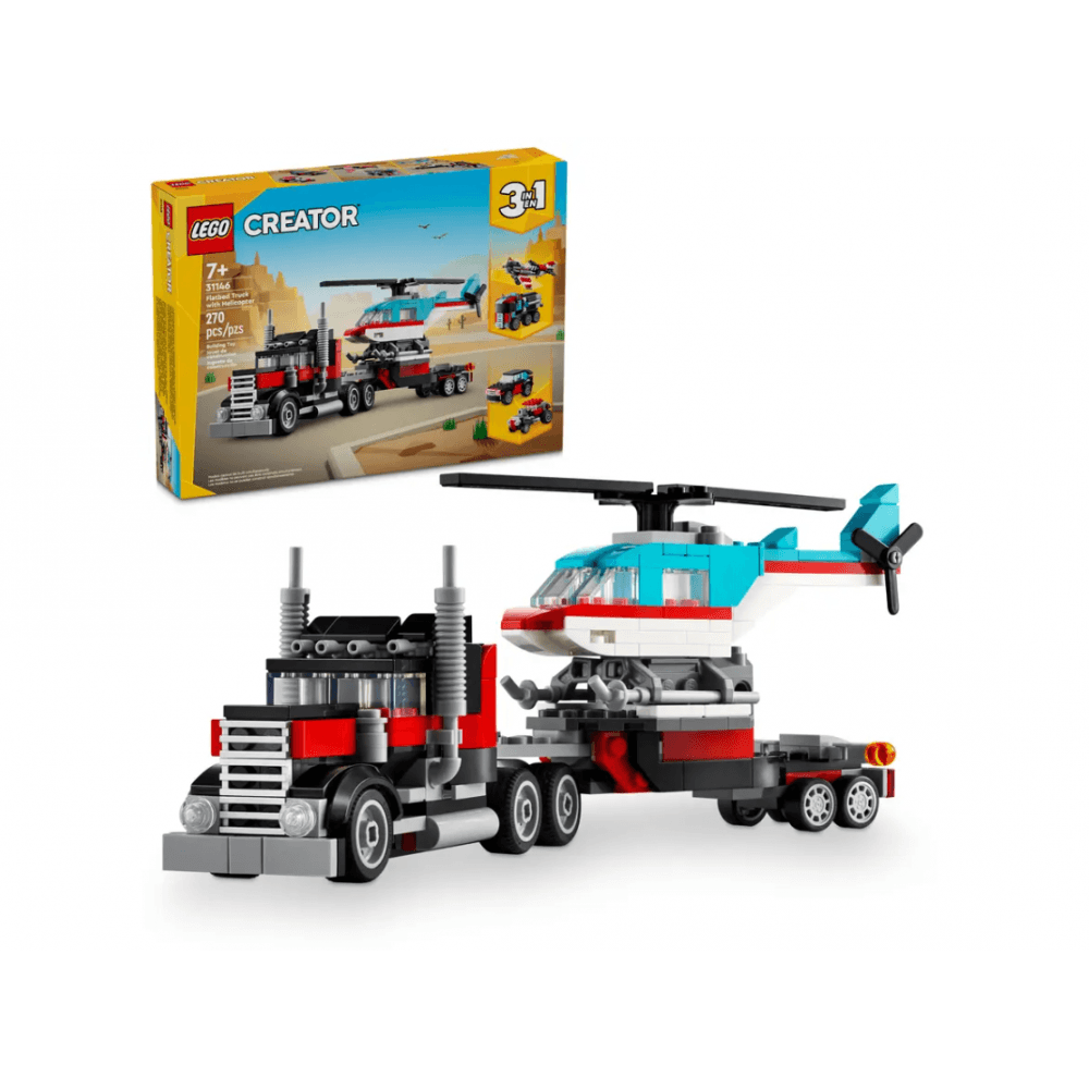 Flatbed Truck with Helicopter