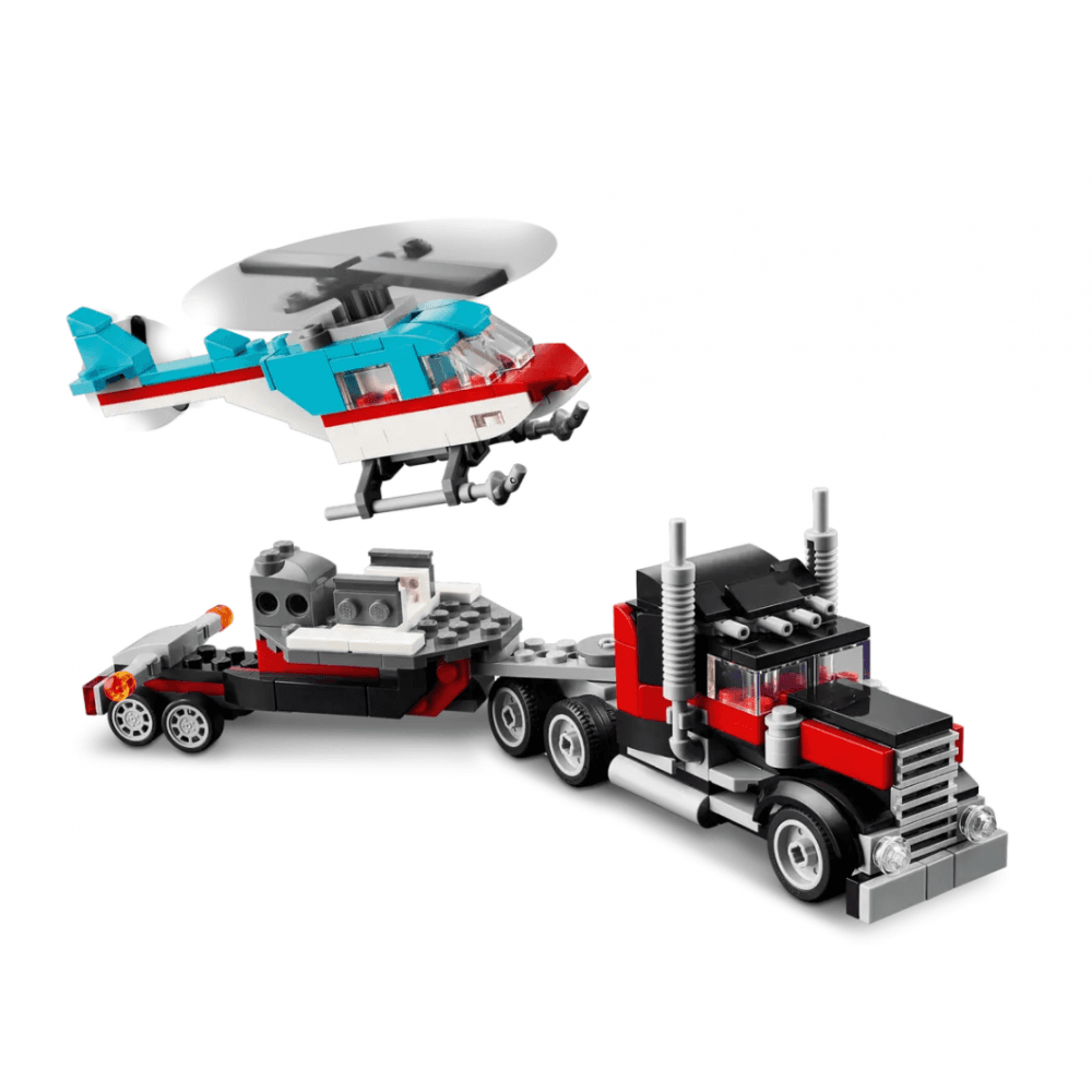 Flatbed Truck with Helicopter
