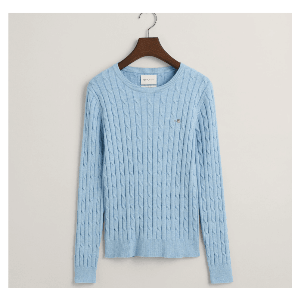 STRETCH COTTON CABLE C-NECK