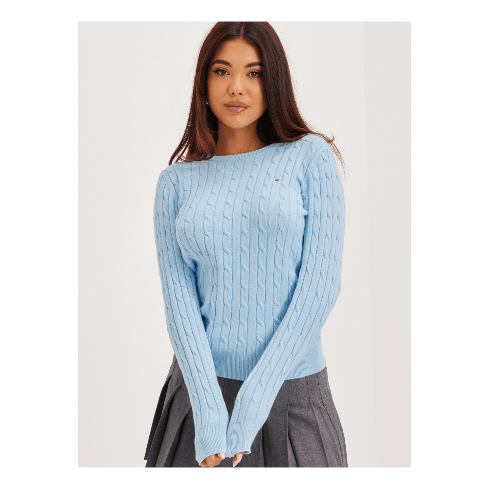 STRETCH COTTON CABLE C-NECK