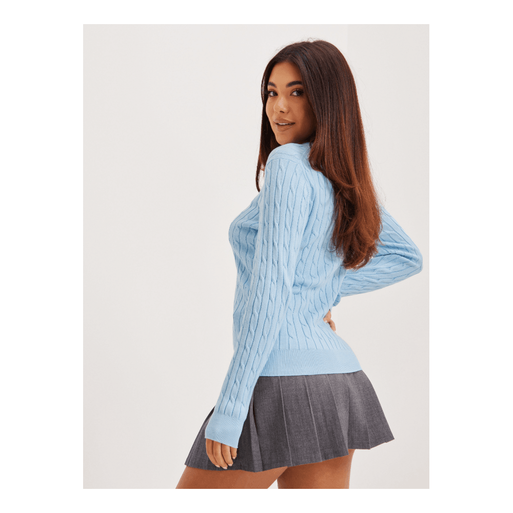 STRETCH COTTON CABLE C-NECK