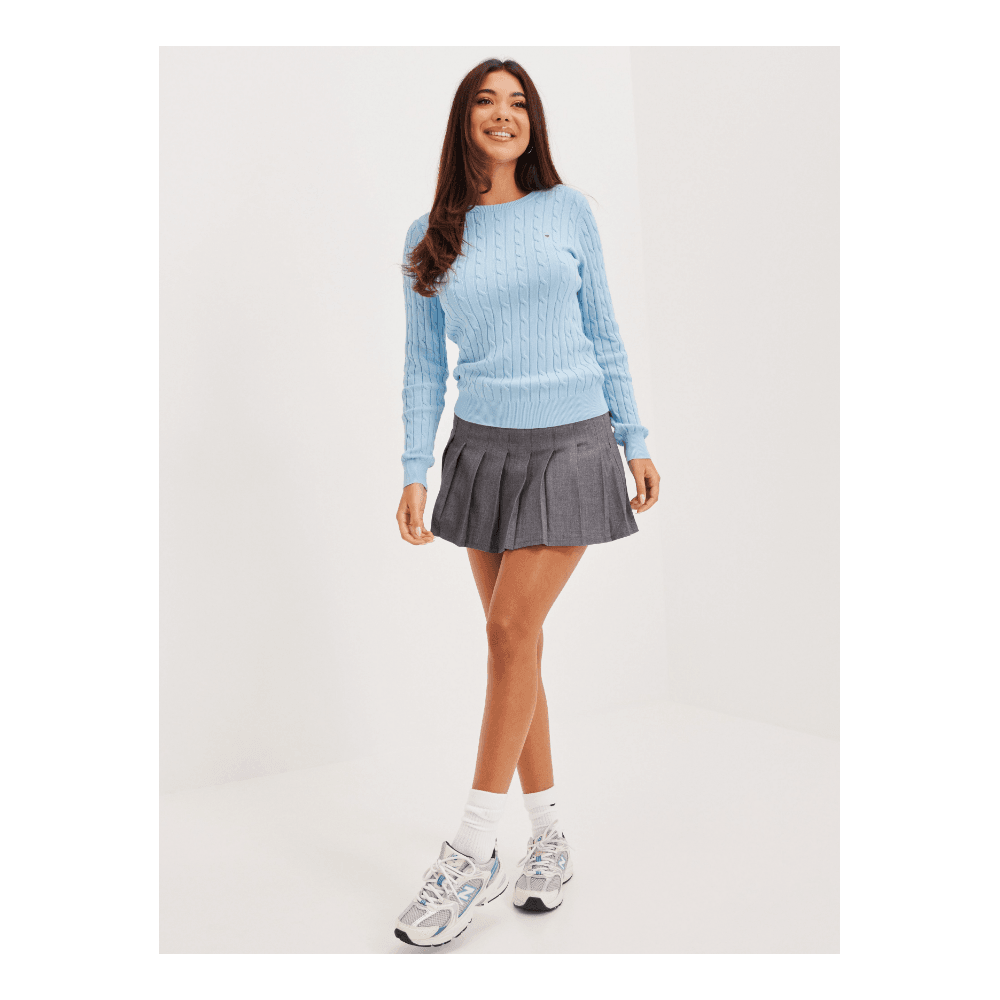 STRETCH COTTON CABLE C-NECK
