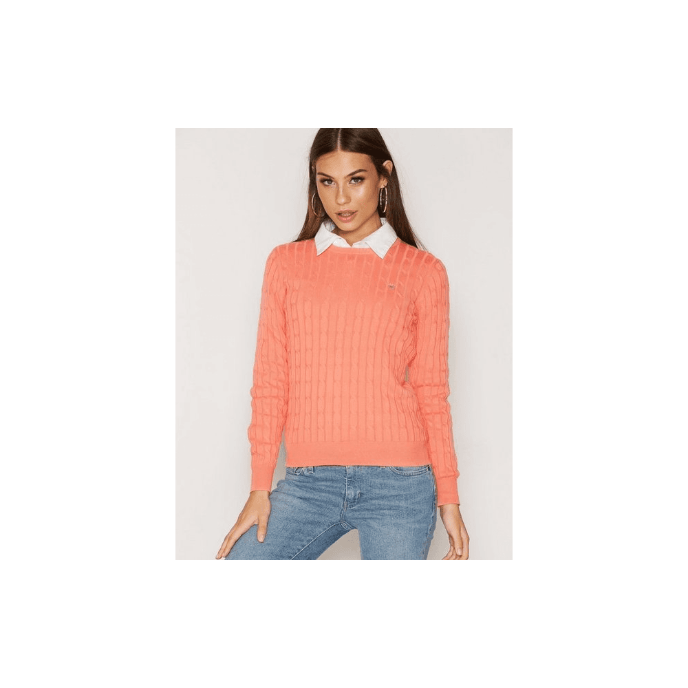 STRETCH COTTON CABLE C-NECK
