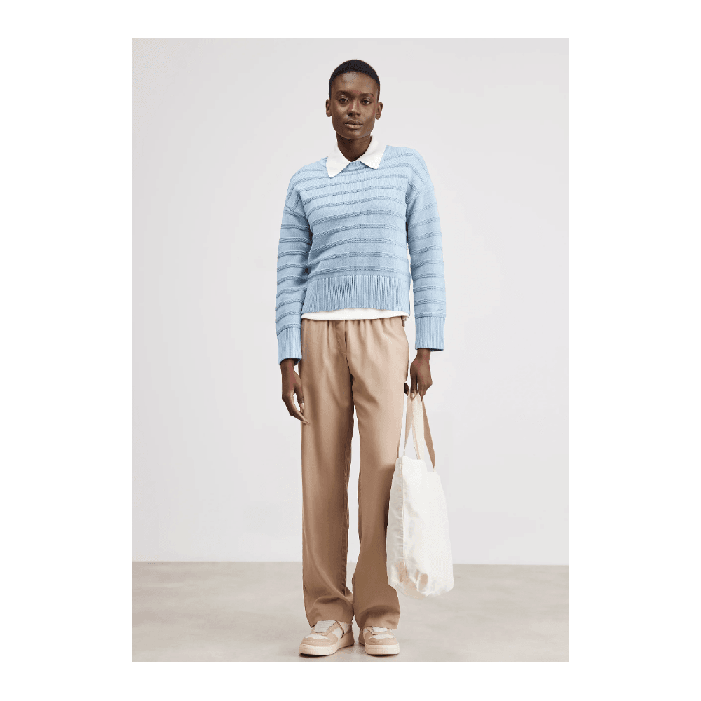 TONAL STRIPED COTTON C-NECK