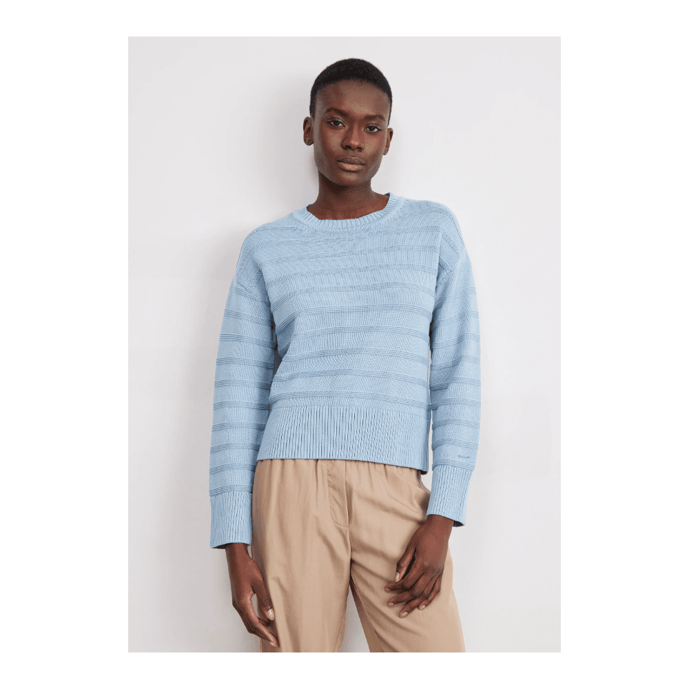 TONAL STRIPED COTTON C-NECK