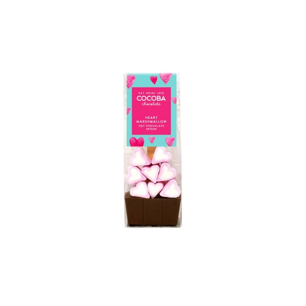 Milk Chocolate spoon with heart marshmallows