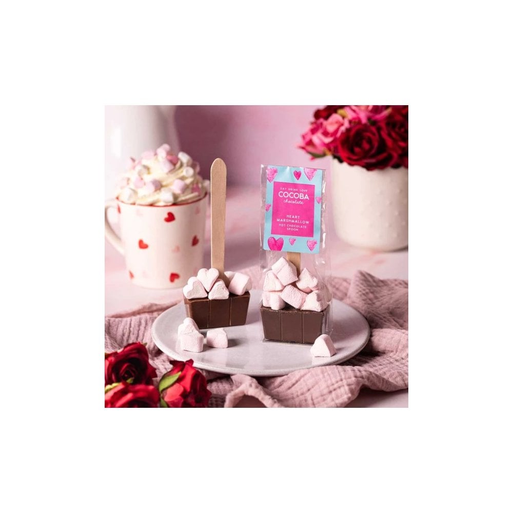 Milk Chocolate spoon with heart marshmallows