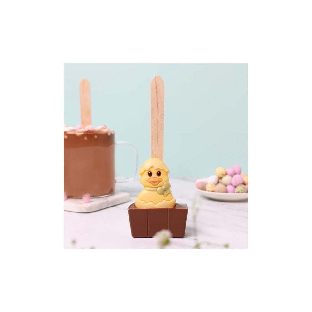 Easter duckling milk hot chocolate spoon