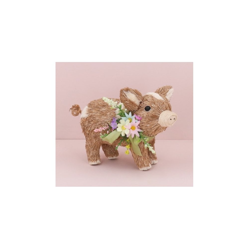 Bristle Pig w Floral Collar Orn