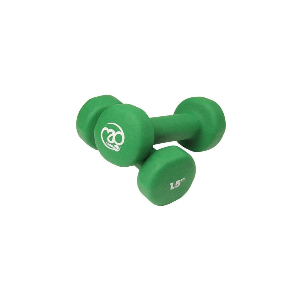1.5kg Neoprene Dumbbells - Green (Pair)