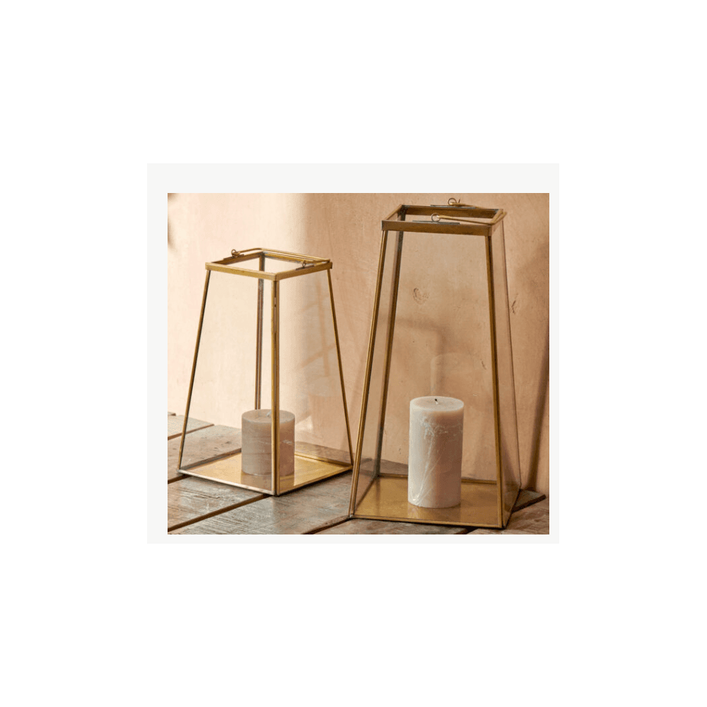 Moyo Lantern - Antique Brass - Small 29 x 17.5 x 17.5cm