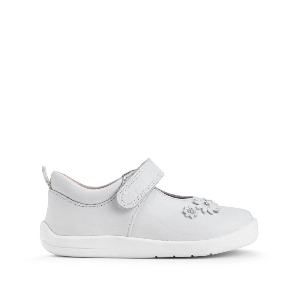 Faire Tale White Leather Girls Rip-Tape First Walking Shoes