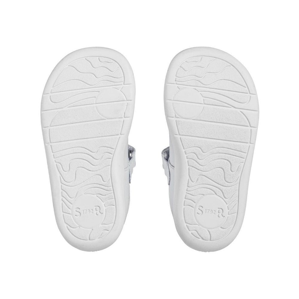 Faire Tale White Leather Girls Rip-Tape First Walking Shoes