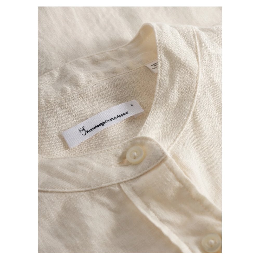 Collar stand short sleeve linen shirt - GOTS/Vegan
