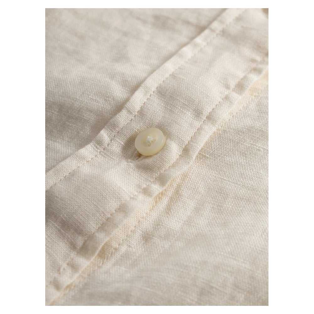 Collar stand short sleeve linen shirt - GOTS/Vegan