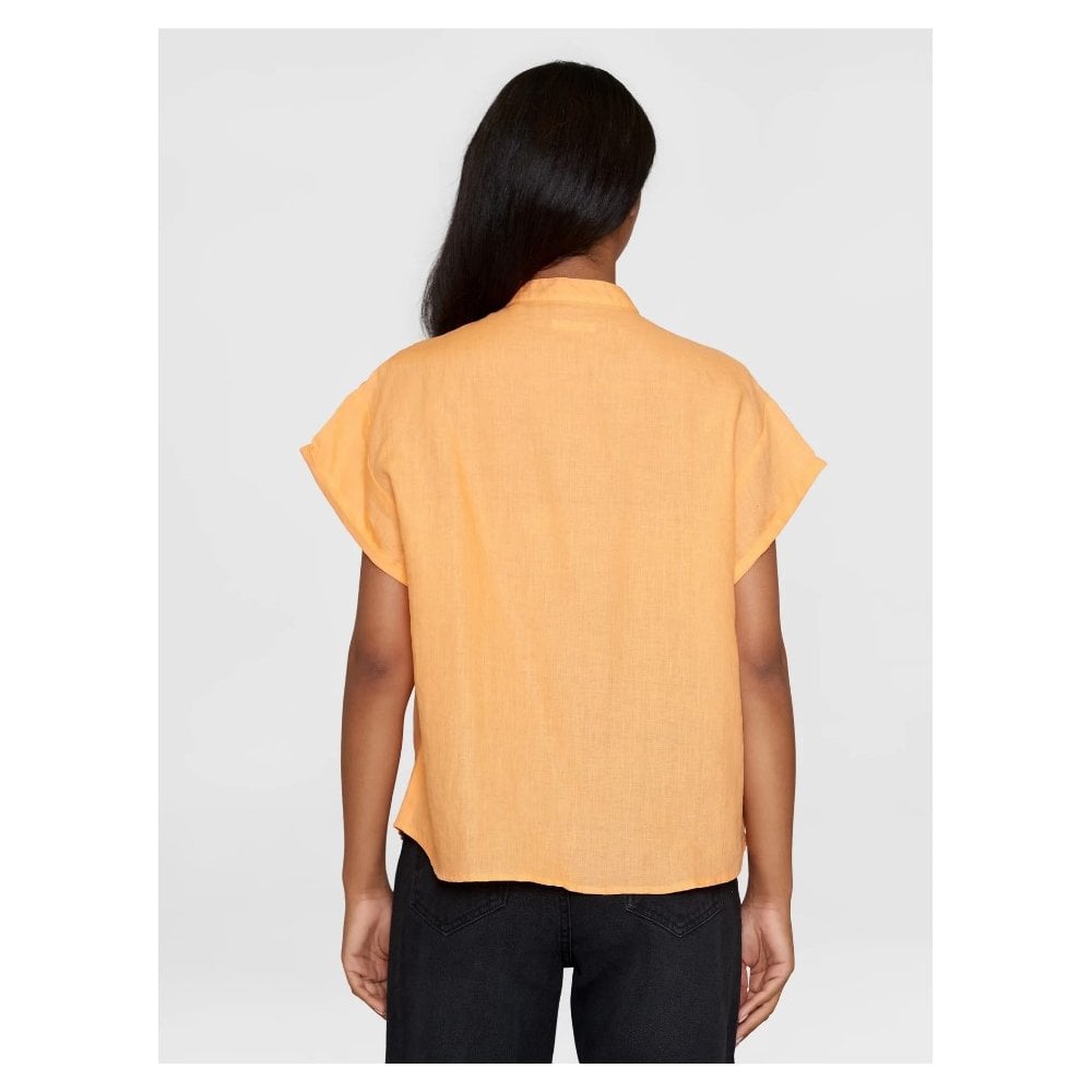 Collar stand short sleeve linen shirt - GOTS/Vegan