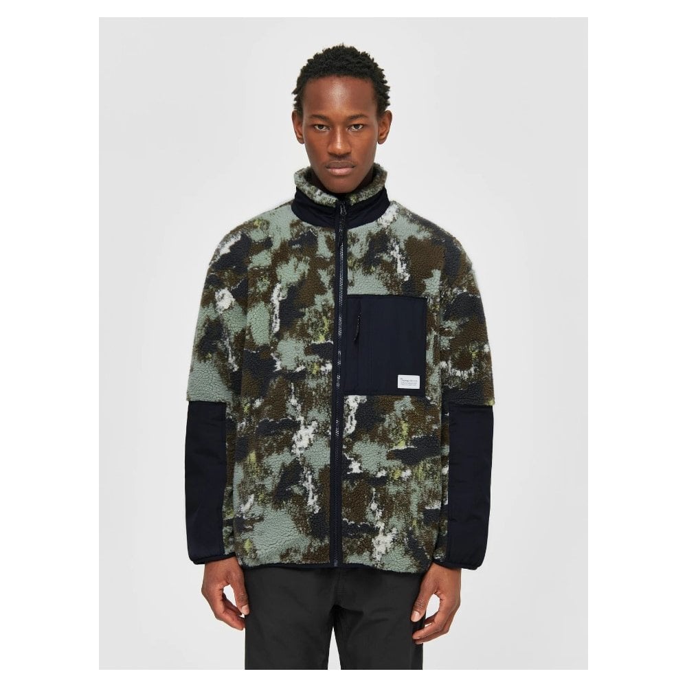 Oversized jaquard sherpa jacket - GRS/Vegan