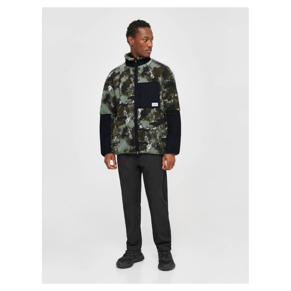 Oversized jaquard sherpa jacket - GRS/Vegan