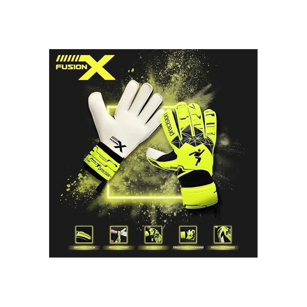 Precision Junior Fusion X Flat Cut Essential GK Gloves