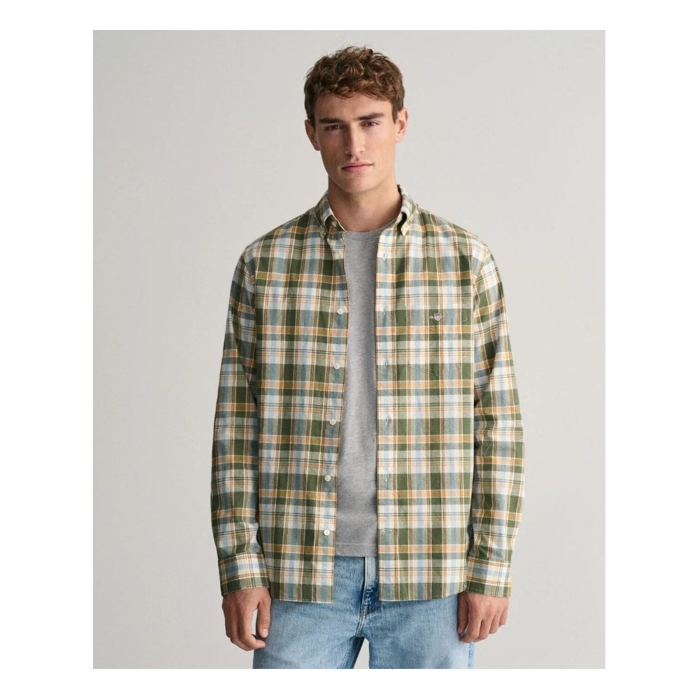 REG COTTON LINEN CHECK SHIRT