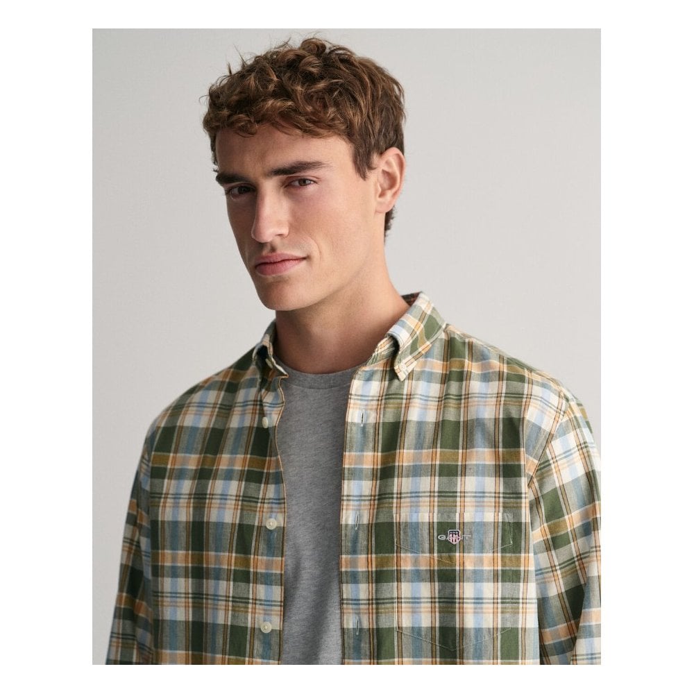 REG COTTON LINEN CHECK SHIRT