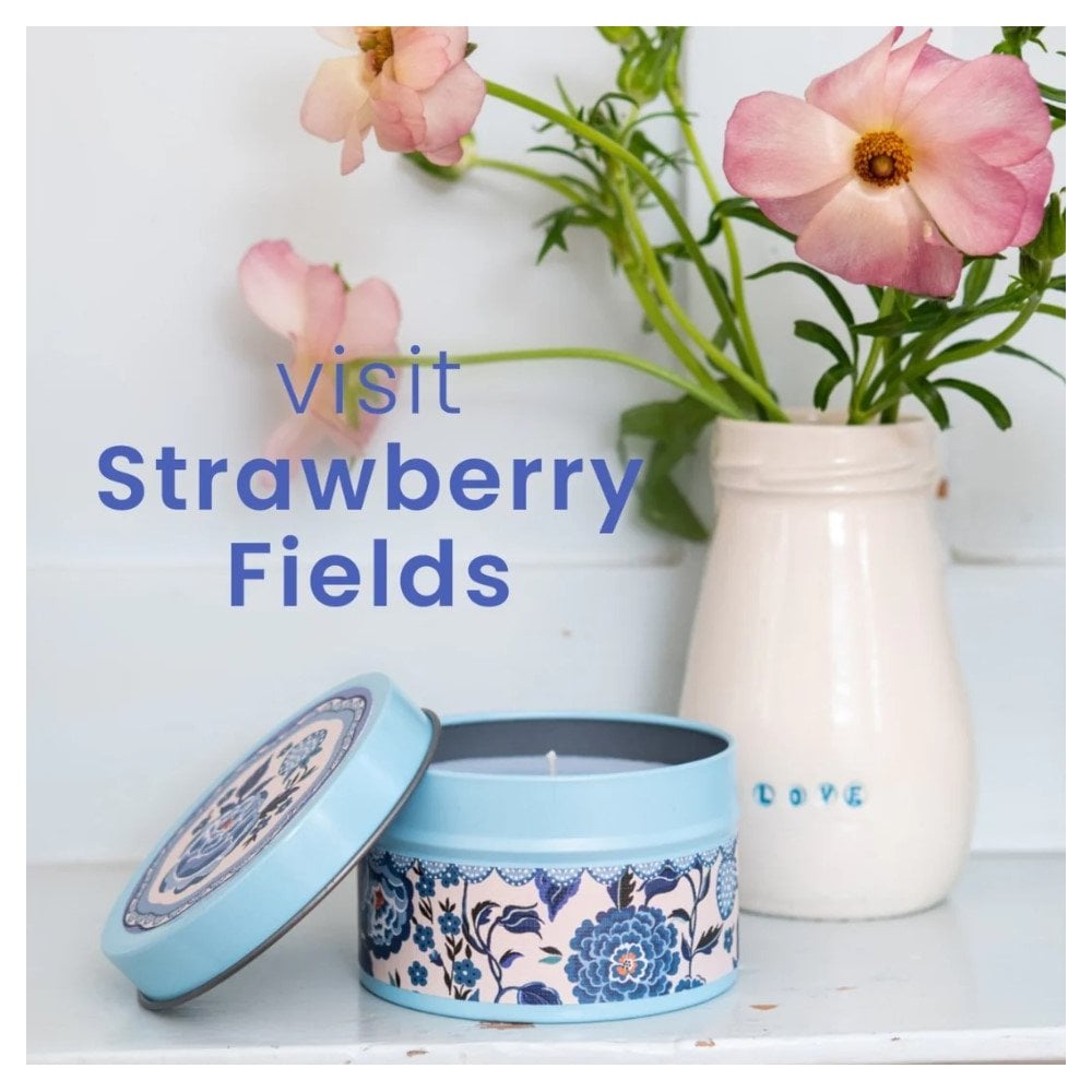 Strawberry Fields Candle Tin 100g (Blue)