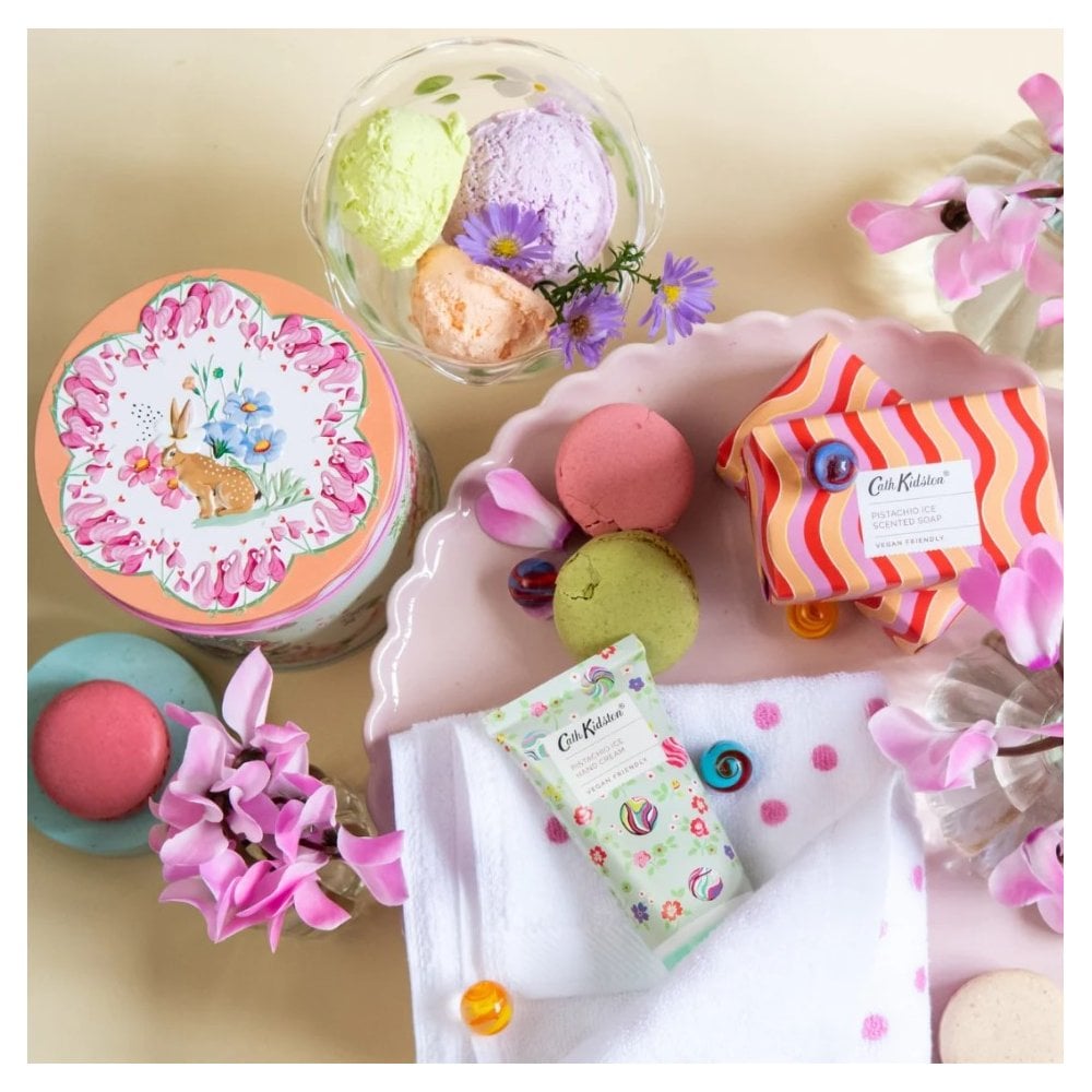 Cath Kidston Carnival Parade Handy Guest Gift Tin (Hand Cream 50ml  2x Scented Soap 100g & Hand Towel 30 x 30cm)