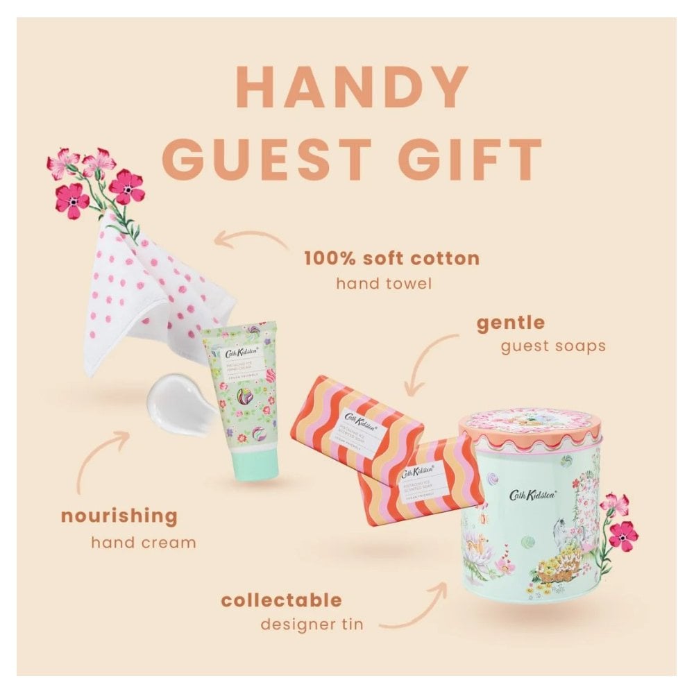 Cath Kidston Carnival Parade Handy Guest Gift Tin (Hand Cream 50ml  2x Scented Soap 100g & Hand Towel 30 x 30cm)