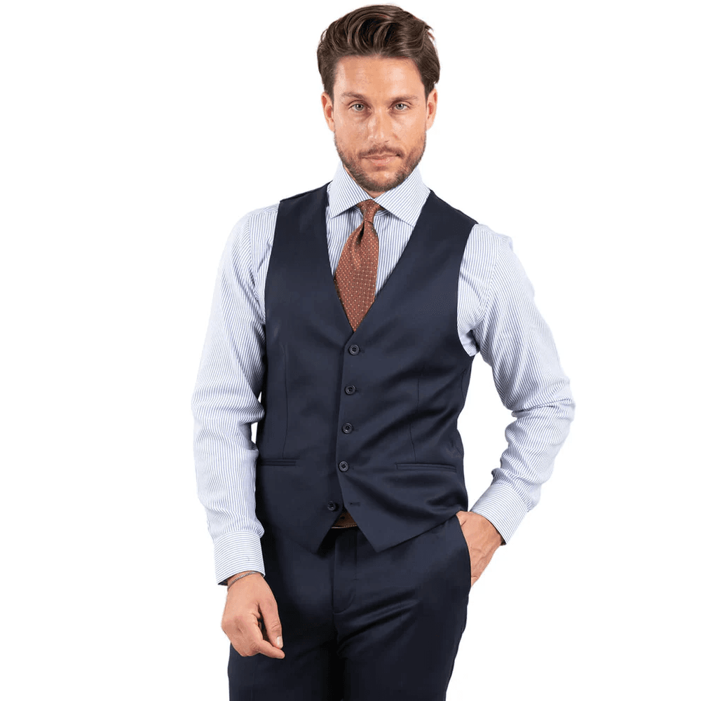 M&M WAISTCOAT NAVY PLAIN TWILL