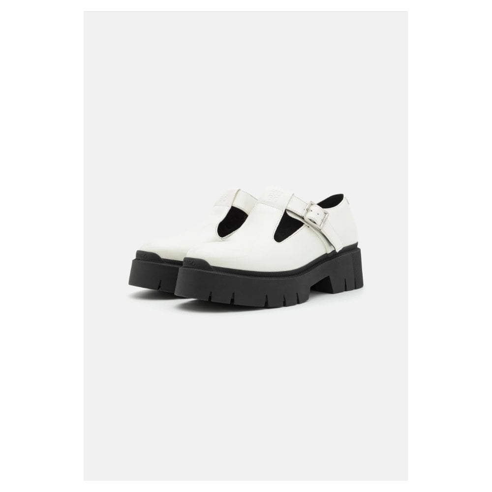 Mary-Jane Shoes in Leather with Stacked Logo