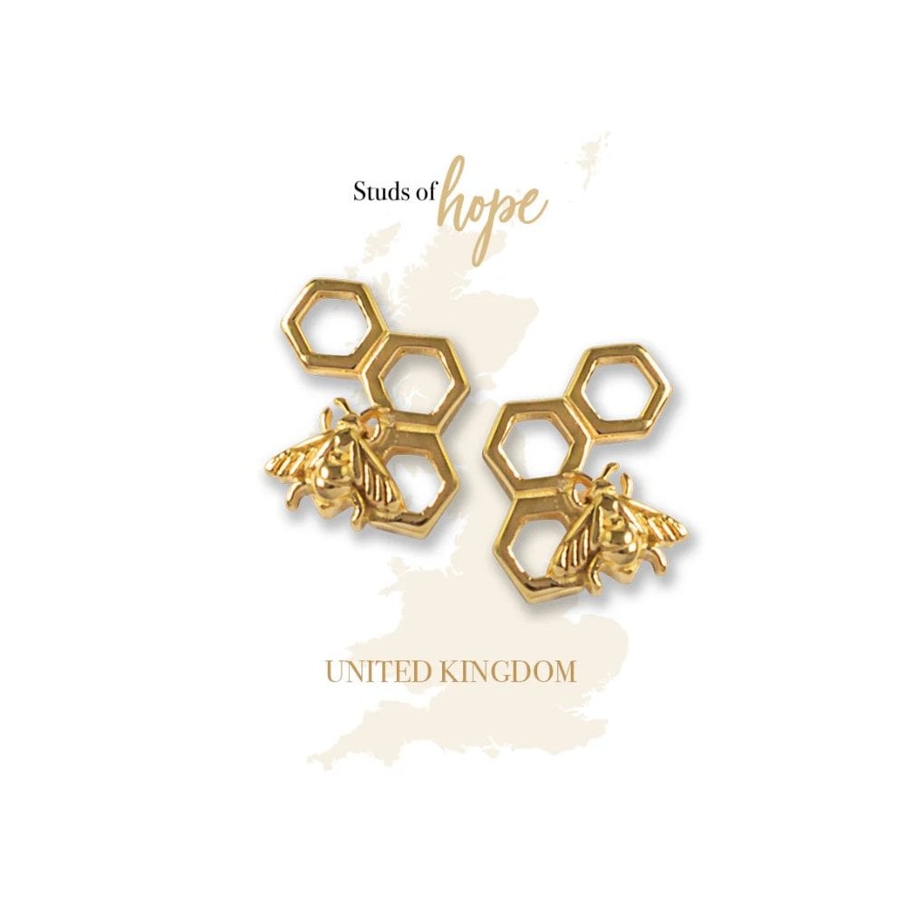 GOLD BUMBLE BEE STUD UK