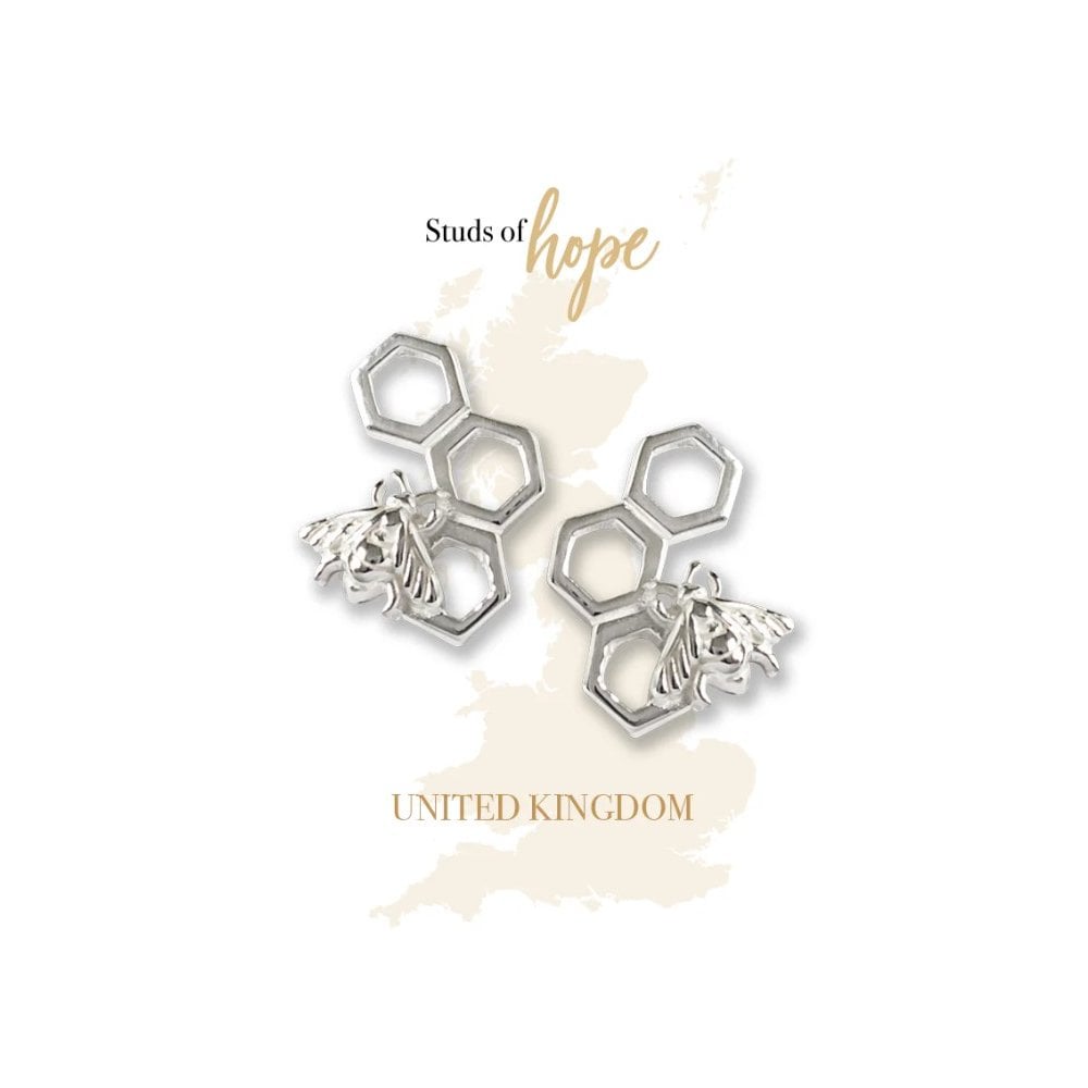 SILVER BUMBLE BEE STUD UK