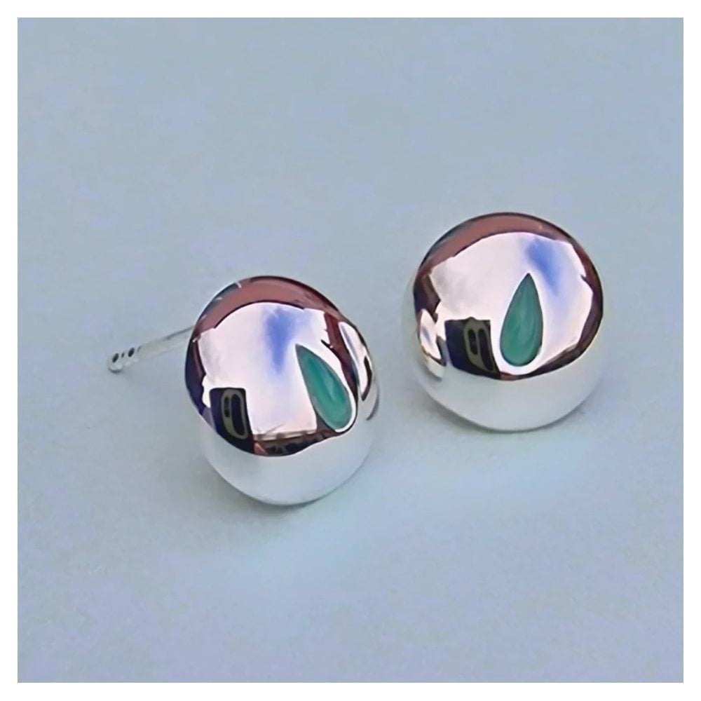GREEN CHALCEDONY TEAR DROP STUD GUATEMALA