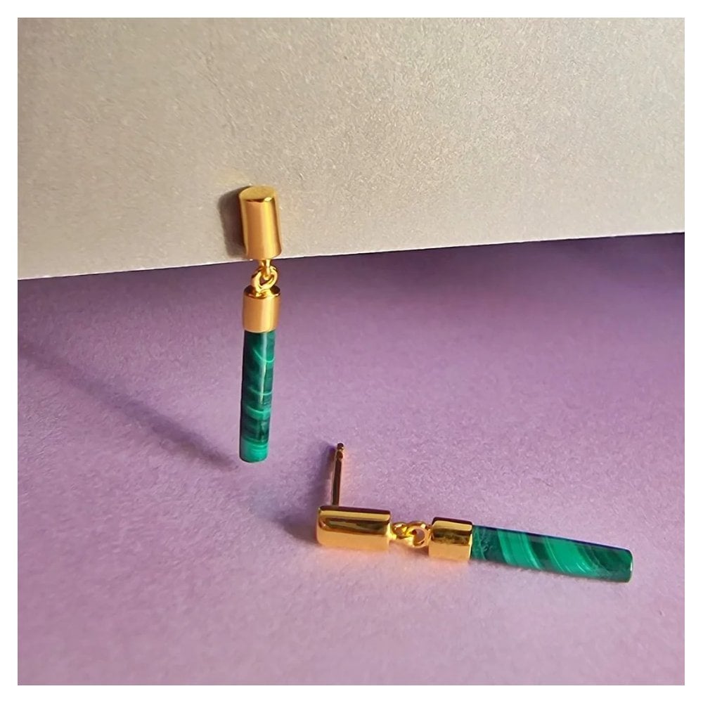 GOLD MALACHITE STUD