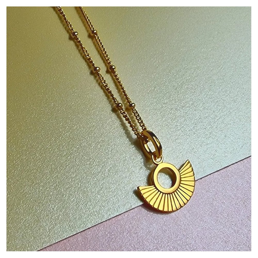 GOLD ART DECO FAN NECKLACE NICARAGUA