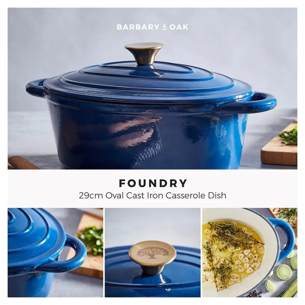 29cm Oval Casserole Cast Iron - Limoges Blue