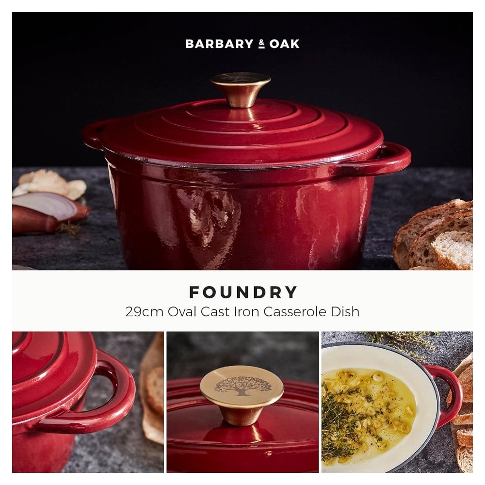 29cm Oval Casserole Cast Iron - Bordeaux Red