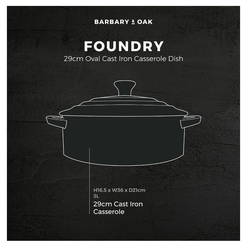29cm Oval Casserole Cast Iron - Bordeaux Red