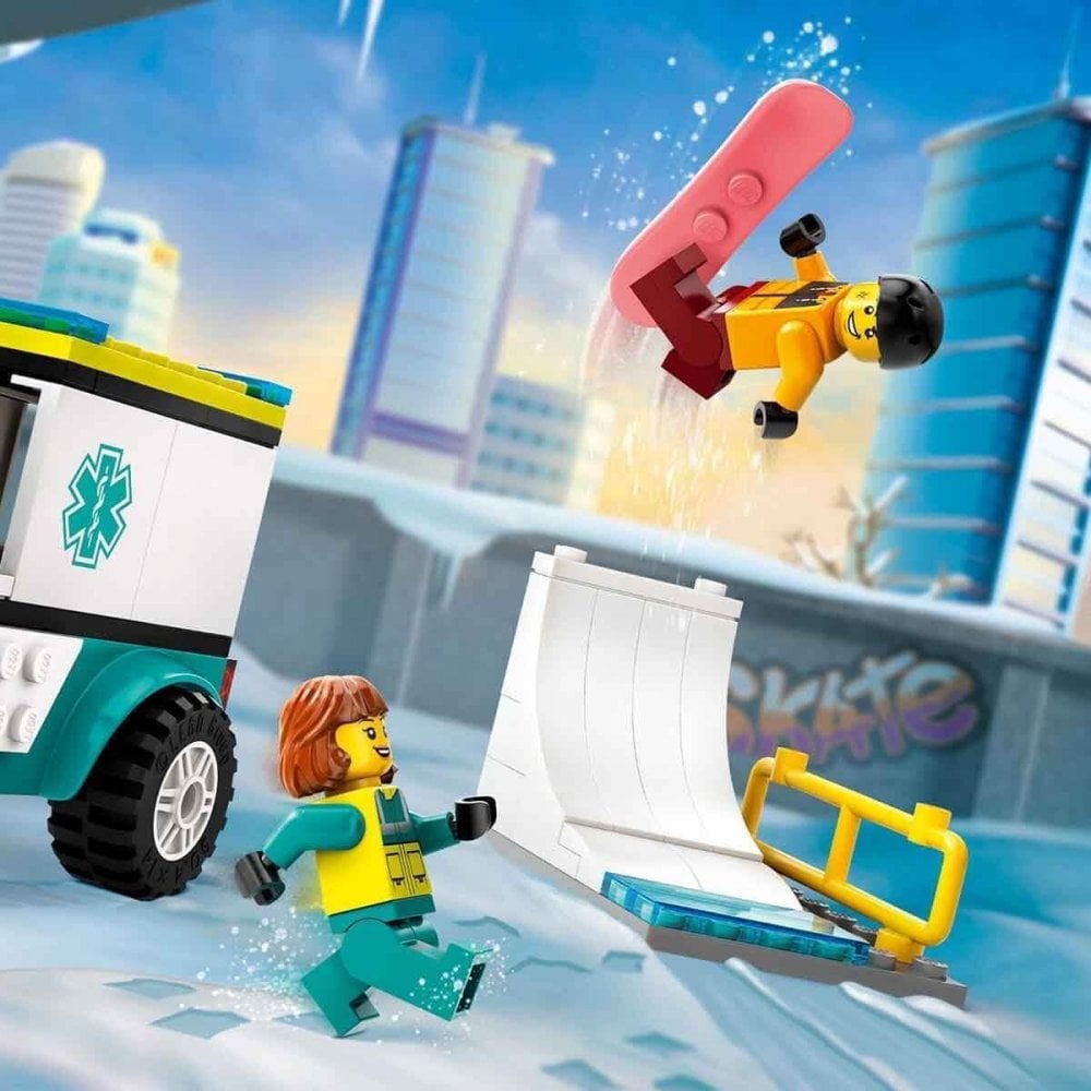 Emergency Ambulance and Snowboarder
