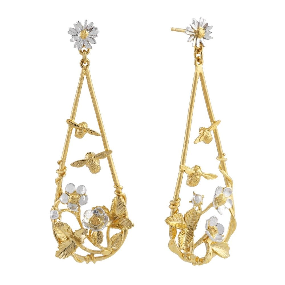 STRAWBERRY PATCH TEARDROP EARRINGS BUZZING BEES