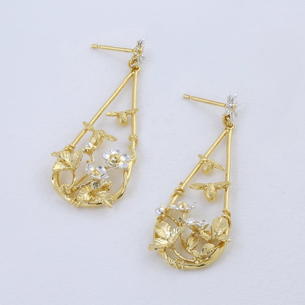 STRAWBERRY PATCH TEARDROP EARRINGS BUZZING BEES