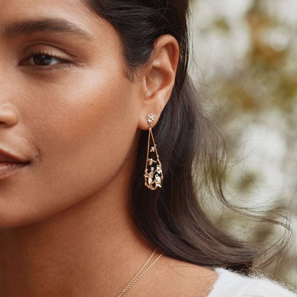 STRAWBERRY PATCH TEARDROP EARRINGS BUZZING BEES